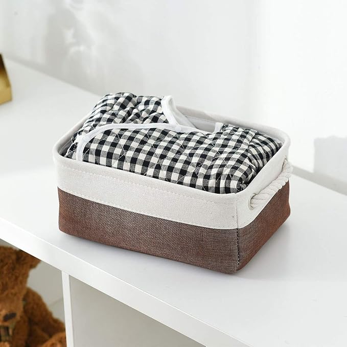 Small Storage Baskets for Shelves,Fabric Storage Baskets for Closet,Rectangular Collapsible Baskets for organizing Clothes,Books,Gifts-Ruum Studio Home