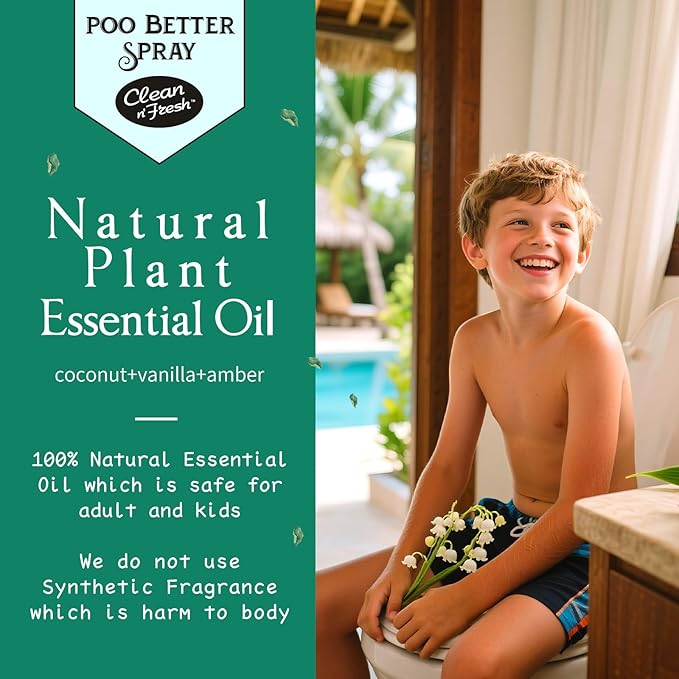 Clean-n-Fresh Toilet Spray 6.8 Fl.Oz, Poop Spray Beach Coco, Bathroom Air Fresheners Spray, Long Lasting Odor Eliminator - Coconut, Vanilla & Lily of the Valley-Ruum Studio Home