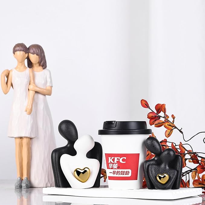 XMGZQ Mini Couple Statue Tv Stand Decor Items for Living Room Home Decor,Bedroom Decor for Couples Sculpture for Anniversary Wedding,Love Gifts for Couples 2025,Knick Knacks for Shelves-Ruum Studio Home