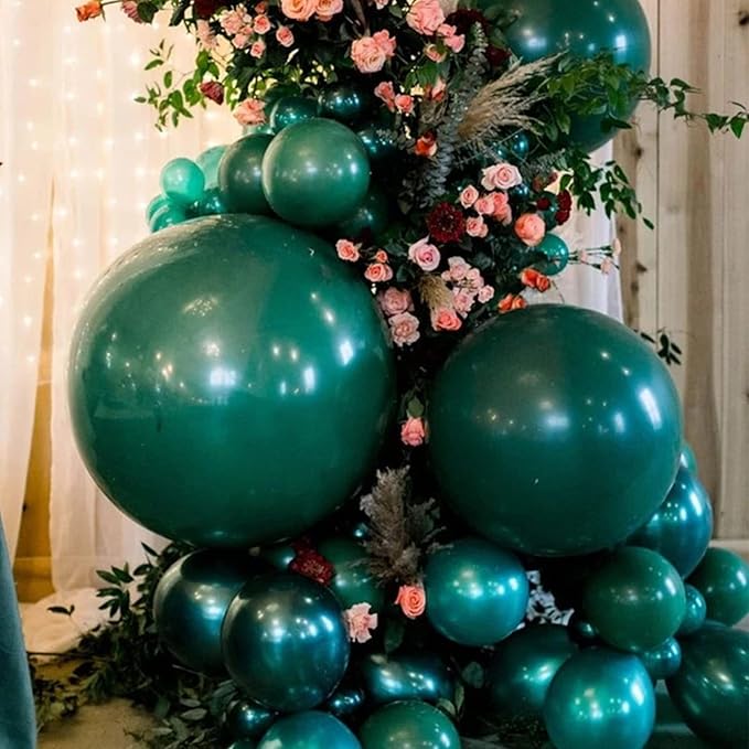 130pcs Dark Green Balloons Different Sizes 18" 12" 10" 5" Hunter Green Balloons for Birthday Dinosaur Baby Shower St. Patrick's Day Summer Jungle Forest Safari Party Decorations-Ruum Studio Home