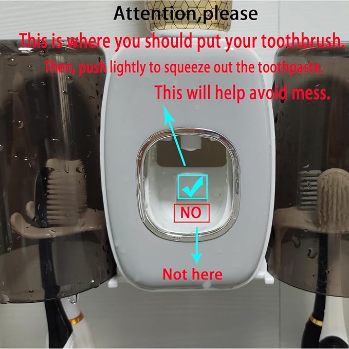 Toothbrush Holders for Bathrooms Toothbrush Holder Wall Mounted Toothpaste Dispenser for Kids Automatic Tooth Brushing Holder Bathroom Toothbrush Holder Set Shower Accessories Sets - Black-Ruum Studio Home