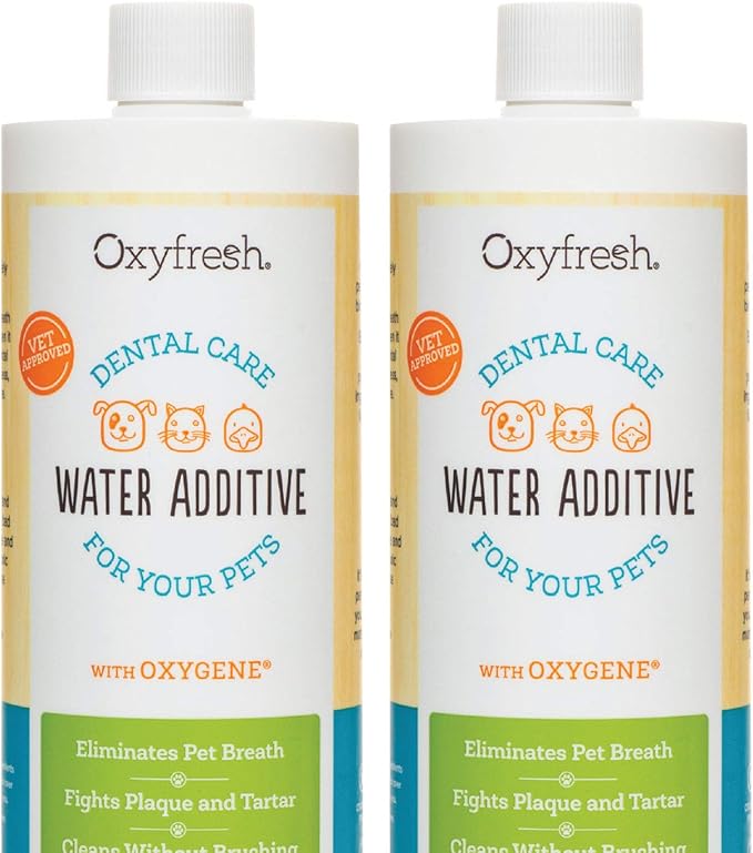 Oxyfresh Premium Pet Dental Care Solution Pet Water Additive: Best Way to Eliminate Bad Dog Breath and Cat Bad Breath - Fights Tartar & Plaque - So Easy, Just Add to Water! Vet Recommended 2 Pack-Ruum Studio Home