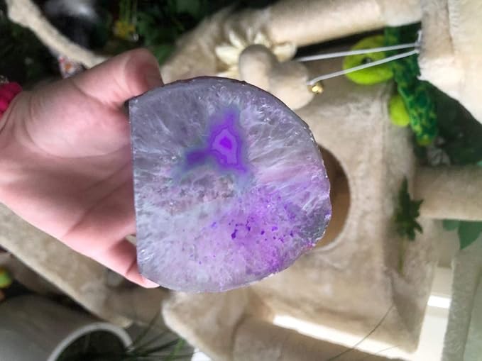 AMOYSTONE Purple Agate Rock Stone Candle Stand Cut Base 1.5-2.5 Lbs for Home Décor-Ruum Studio Home