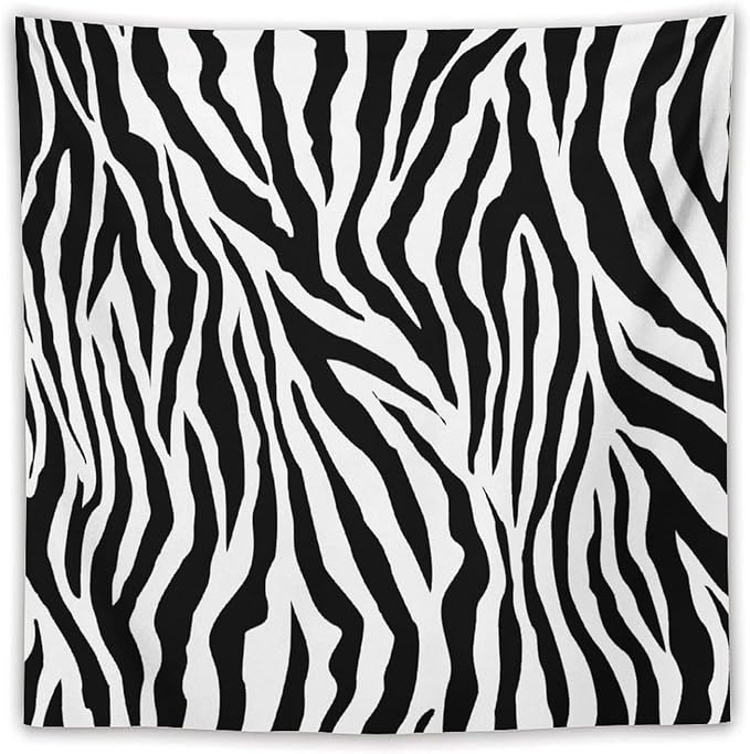 HZOHNAGO Zebra Print Tapestry Nature Wild Animals Black and White Stripe Printed Wall Tapestry Painting Wall Hanging for Bedroom Living Room Dorm 60" W x 60" H-Ruum Studio Home
