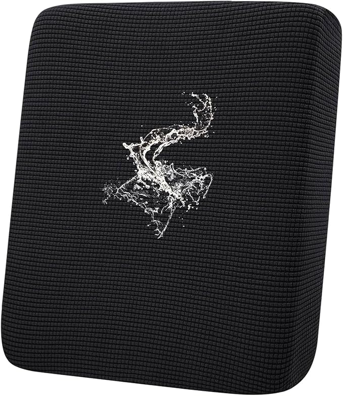 hyha Waterproof Couch Cushion Covers for Pets, Non Slip Sofa Seat Cover for Dogs Washable, Soft Thick Stretch Jacquard Fabric, Sofa Slipcovers with Elastic Bottom (1 Piece for Backrest L, Black)-Ruum Studio Home