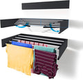 Step Up Laundry Drying Rack (28-INCH Industrial Gray), Wall Mounted, Retractable Clothes Drying Rack, 40lbs Capacity, 11.6 Linear Ft, with Wall Template and Long Screwdriver Bit-Ruum Studio Home