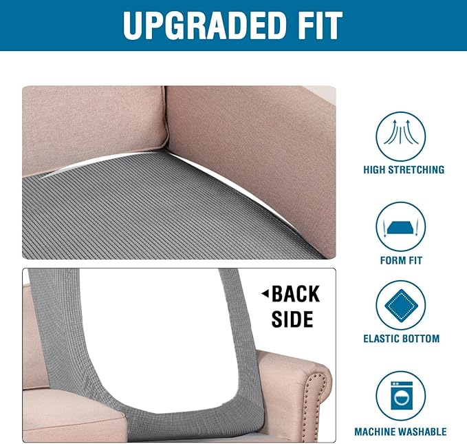 H.VERSAILTEX Super Stretch Individual Chaise Cover Sectional Couch Covers for L Shaped Sofa Both Left/Right Featuring Thick Jacquard Textured Twill Fabric (1 Piece Chaise Cover, Dove)-Ruum Studio Home
