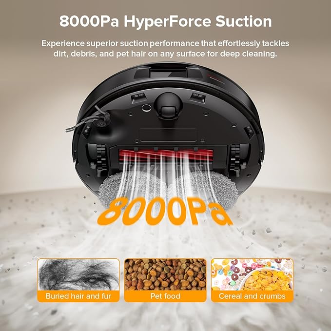 roborock Qrevo Series Robot Vacuum and Mop, 8000Pa Suction, Upgraded from Qrevo S, Anti-Tangle Brushes, Smart Obstacle Avoidance, Auto Mop Washing, All-in-One Dock, 200RPM Spinning Mops, Black(QV 35A)-Ruum Studio Home