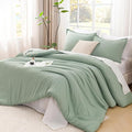 Litanika Oversized King Comforter Set 120x98, 3 Pieces Sage Green Lightweight Solid Bedding Set, All Season Fluffy Bed Set Quilt Blanket (1 Comforter & 2 Pillowcases)-Ruum Studio Home
