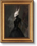 HUARCEY Gold Framed Vintage Wall Art Canvas Prints Gothic Room Decor Vintage Rabbit Lady Wall Decor, Aesthetic Dark Academia Halloween Pictures Oil Painting Goth Decorations 8x10in-Ruum Studio Home