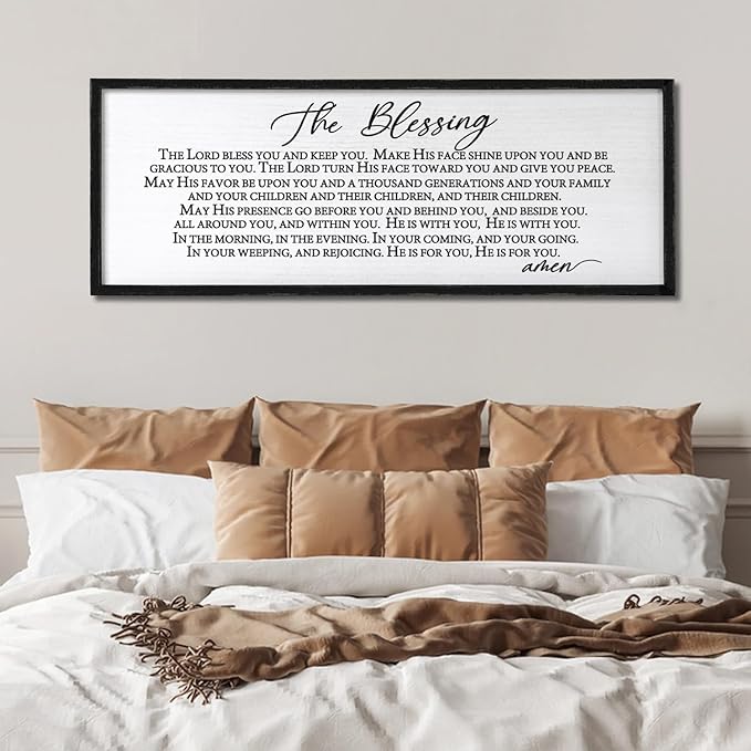 The Blessing Christian Song Lyrics Wall Decor Art 24"X10" Quote Christian Bible Verse Religious Scripture Wall Sign (Black)-Ruum Studio Home