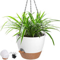 Hanging Planters for Indoor Outdoor Plants, 1 Set Self Watering Hanging Pot with Drainage Holes & Removable Tray (White-12inch, 12'')-Ruum Studio Home
