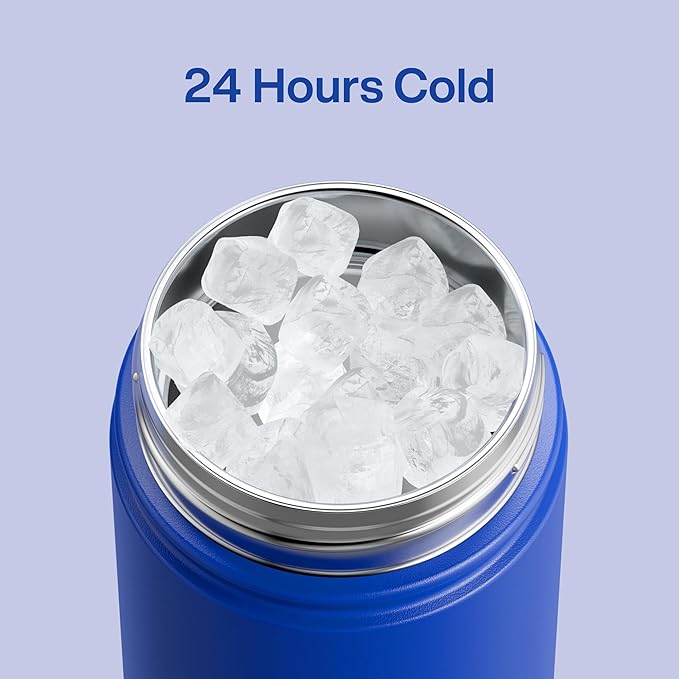 Insulated Water Bottle with Straw Stainless Steel Water Bottle, Leak-Proof, BPA-Free, Double Wall Vacuum Keeps Cold for 24 Hours for Sports, Travel, School (18 oz, Beaucoup Blue)-Ruum Studio Home
