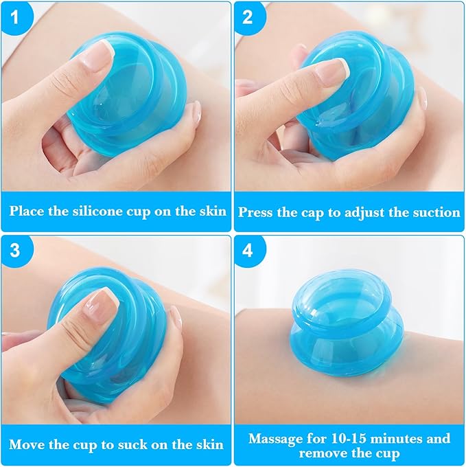 Geiserailie 16 Pcs 4 Sizes Cupping Therapy Set Silicone Cupping Massage Cups Professional Chinese Therapy Cup Vacuum for Body Muscle Nerve(Blue)-Ruum Studio Home