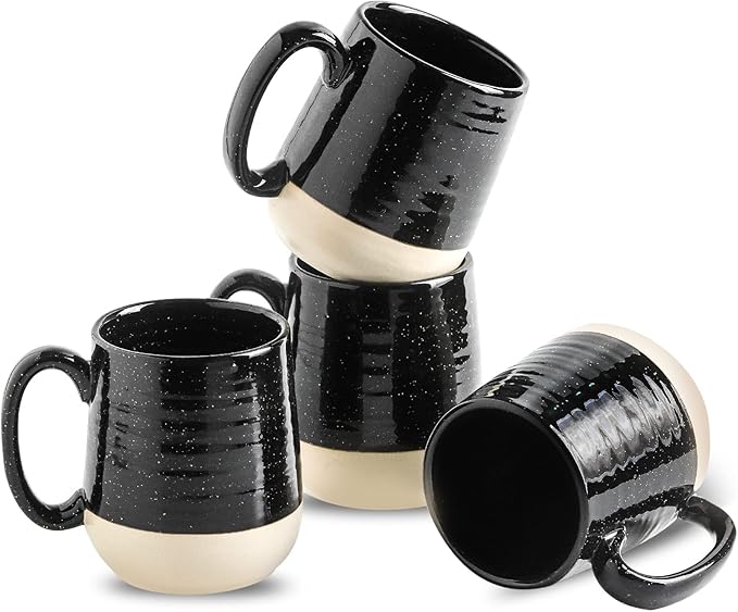 Hasense Coffee Mugs Set of 4, 15 Ounce Ceramic Coffee Cups with Handles, Porcelain Large Latte Mug for Coffee Cappuccino Tea, Black Mugs for Men, Women Christmas Holiday Gift-Ruum Studio Home