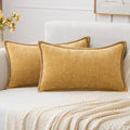 MIULEE Pack of 2 Couch Throw Pillow Covers 12x20 Inch Gold Farmhouse Decorative Pillow Covers with Stitched Edge Soft Chenille Solid Dyed Fall Pillow Covers for Sofa Bed Living Room-Ruum Studio Home