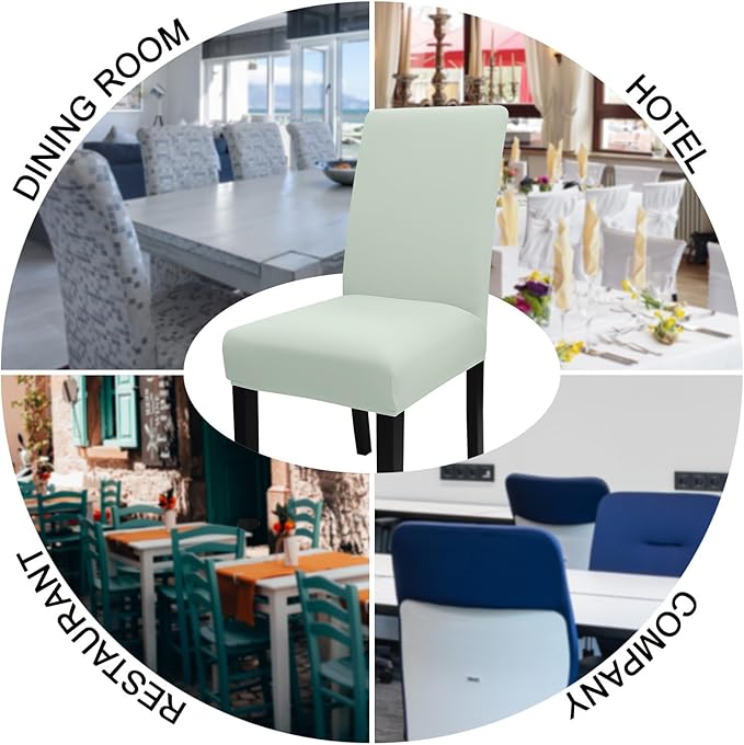 JQinHome Smoke Green Chair Covers for Dining Room Set of 6, High Stretch Removable Washable Parsons Chair Slipcover for Home Party Hotel Wedding Ceremony (6PCS,Smoke Green)-Ruum Studio Home