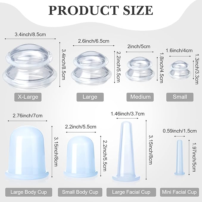 16 Pcs Silicone Cupping Therapy Set Anti Cellulite Cup Vacuum Suction Massage Cup Silicone Cupping Therapy Set for Cellulite Reduction Myofascial Release Massage Therapist Home Use (Clear)-Ruum Studio Home