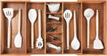 Adjustable Kitchen Drawer Organizer for Utensils and Junk, Food-Safe Contract Grade with 100% Sustainable Wood, Non-Slip, Expandable from 18.5 to 33 Inches Wide - Natural Acacia-Ruum Studio Home