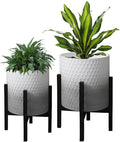 10 & 12 Inches Planters with Metal Sand for Indoor Plants Set of 2,Decorative Plant Pots with Holder, Outdoor Flower Pots with Legs, Modern Garden Pot with Drainage Holes for Snake Plant, House plants-Ruum Studio Home
