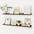 Picture Ledge Shelf, Solid Pine Wood Floating Shelves Set of 2, 36 Inches Nursery Book Shelves for Toys Storage, Kids Bookshelf Wall Mounted for Living Room Bedroom Decor Books Photo Frames, Walnut-Ruum Studio Home