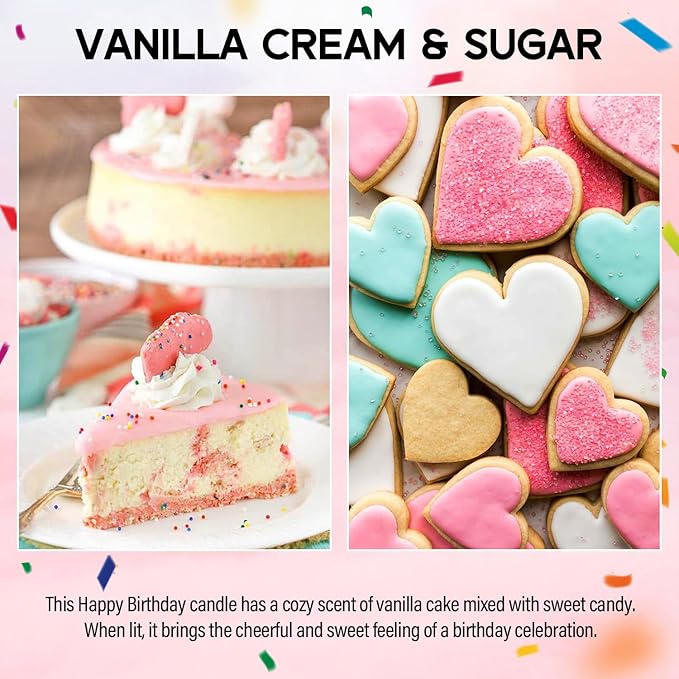 Birthday Candles - 9 oz Happy Birthday Candle with Vanilla Birthday Cake Scent, Gifts for Women & Men, Friendship Ideas-Ruum Studio Home