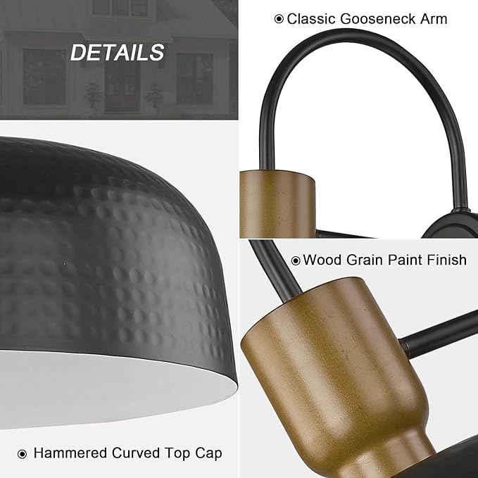 Outdoor Barn Light Gooseneck Barn Light, Farmhouse Exterior Wall Mount Light Vintage Wall Lighting Fixture Industrial Sconce Lantern for Porch, Entryway, Garage, Black, 1 Pack-Ruum Studio Home