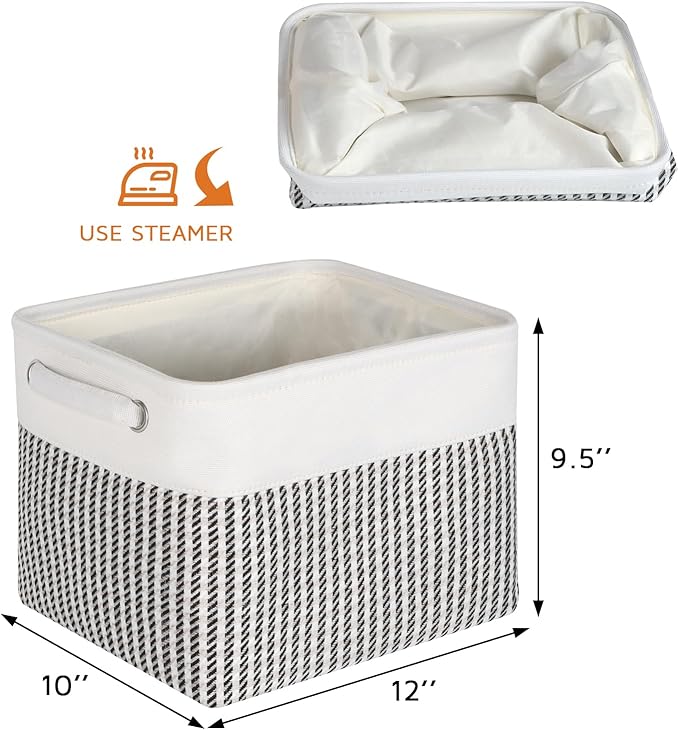 Kntiwiwo Foldable Storage Bin Collapsible Basket 12" x 10" x 9.5" Cube Storage Organizer Bins with Dual Carry Handles for Home Closet Shelves Drawers Organizer, Set of 3, Houndstooth-Ruum Studio Home
