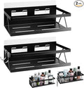 Spice Rack for Rrefrigerator Kitchen Home Organization and Storage Adhesive Rack (2 Pack,Black)-Ruum Studio Home