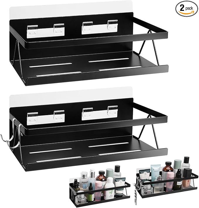 Spice Rack for Rrefrigerator Kitchen Home Organization and Storage Adhesive Rack (2 Pack,Black)-Ruum Studio Home