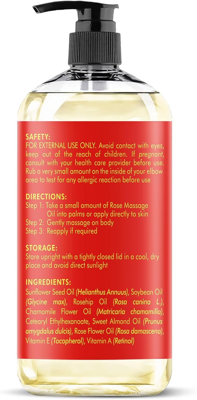 MAJESTIC PURE Rose Massage Oil for Massage Therapy - Refreshing, and Relaxing - Natural Oils - for All Skin Types - Men and Women - 8 fl oz-Ruum Studio Home