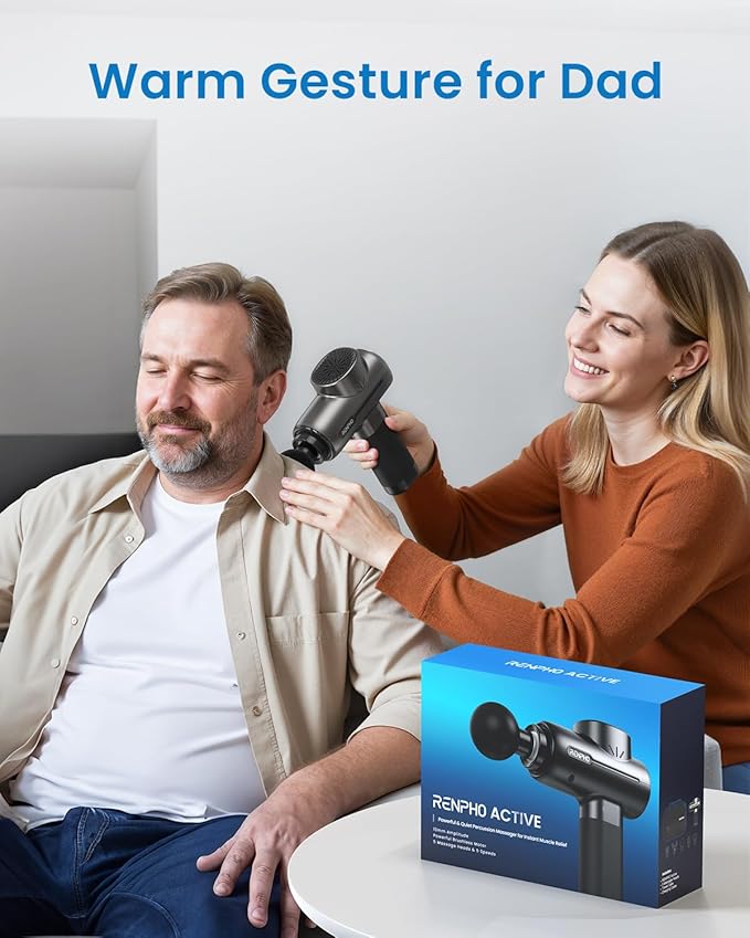 RENPHO Massage Gun Deep Tissue, Portable Percussion Massager for Back and Neck, Gifts for Men Women, Handheld Device with Carry Case, Active-Ruum Studio Home