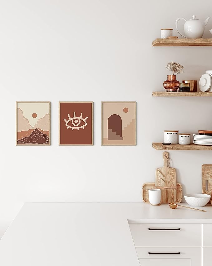 HAUS AND HUES Set of 3 Pennsylvania Oak Wood Picture Frames, 8.5x11 in, Beige, Minimalist Style, Shatterproof Plexiglass, Wall Mount, 3 Count-Ruum Studio Home
