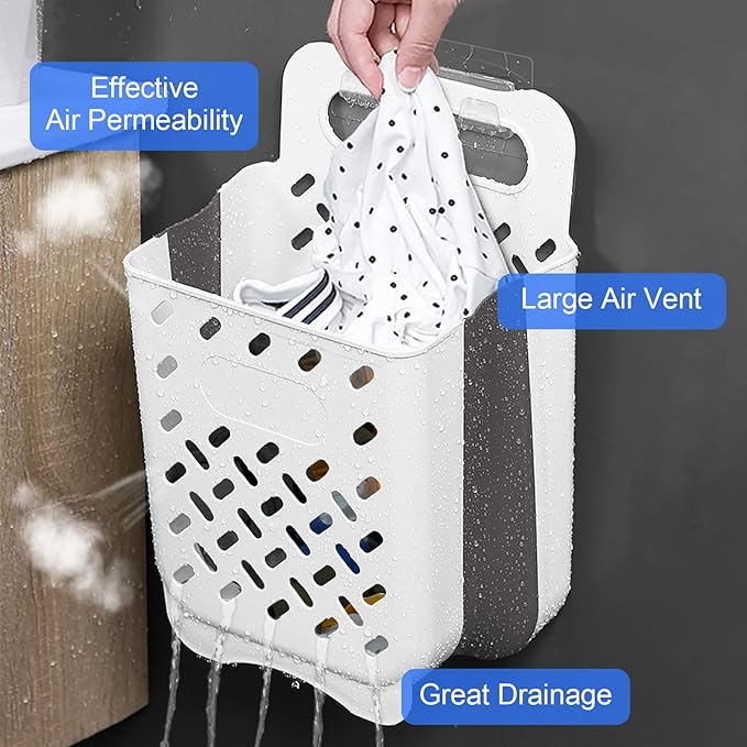 Laundry Basket Hamper,Hanging Wall Collapsible Laundry with Handle,Space-Saving Foldable Storage Dirty Washer Organizer Bin Multi-function Container Waterproof Durable,Set of 2(XL&M)-Ruum Studio Home