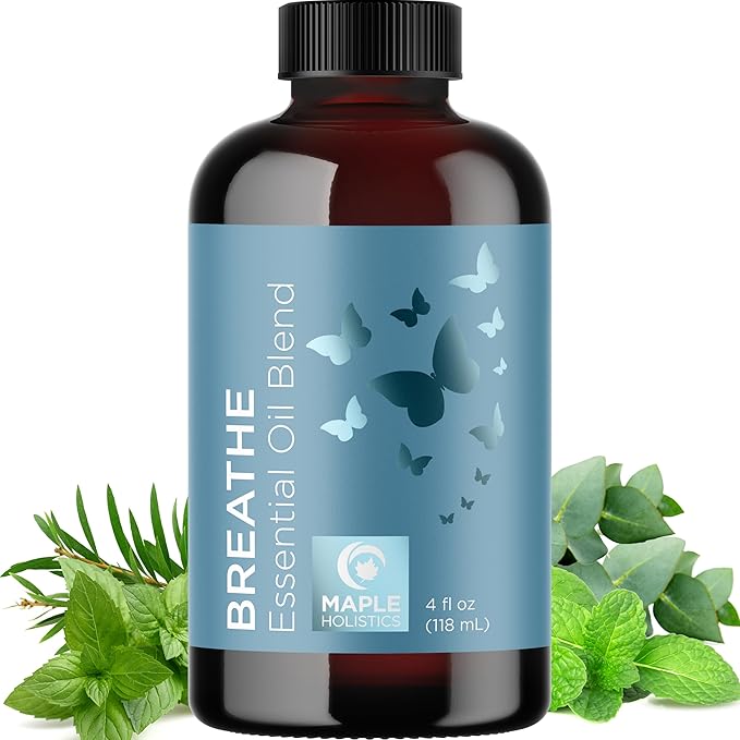 Breathe Essential Oil for Diffuser - Invigorating and Refreshing Breathe Essential Oil Blend with Eucalyptus Peppermint Tea Tree and Mint for Diffusers for Home and Shower Aromatherapy (4 Fl Oz)-Ruum Studio Home
