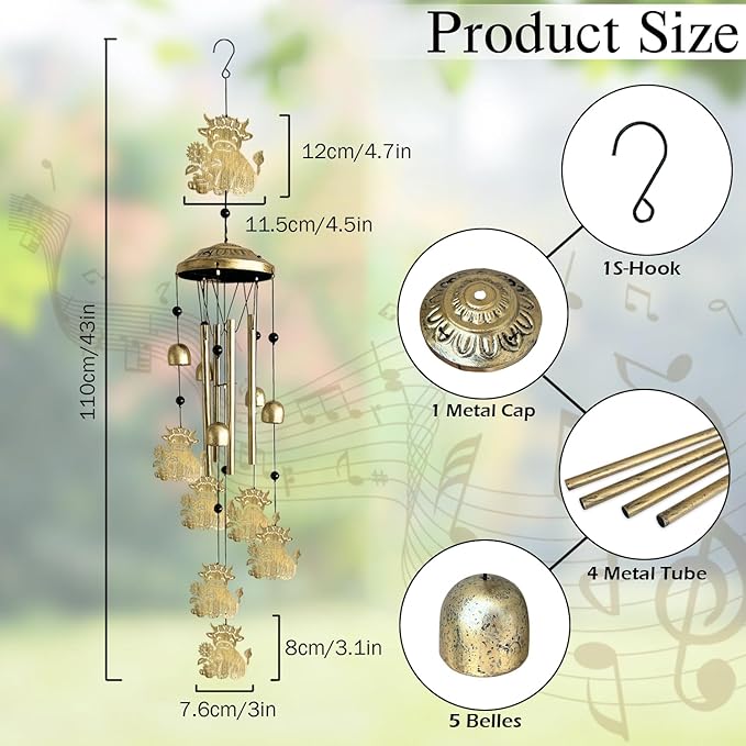 Highland Cow Wind Chimes for Outside,Metal Highland Cow Decor Windchimes Indoor/Outdoor Garden Patio Yard Home Decoration,Gifts for Men Women,Mom Grandma Wife Friends Birthday, Sympathy Memorial-Ruum Studio Home