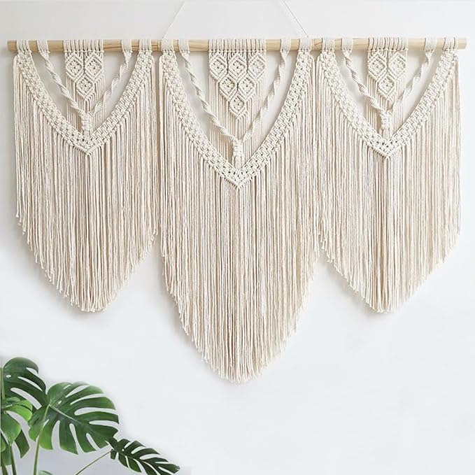 Achart Macrame Wall Hanging Large- Boho Wall Decor- large wall art- Wall Decor Living Room- Macrame Tapestry Boho Decor for Bedroom (Beige-C)-Ruum Studio Home