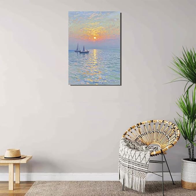 Coastal sailboat scenery poster art decor ocean nautical room decor beautiful sailboat seascape decor suitable for beach villa-Ruum Studio Home