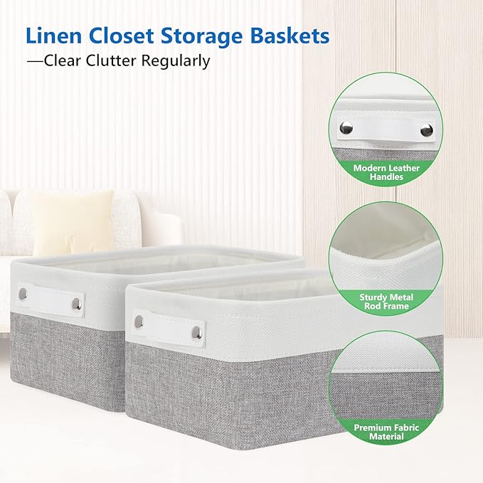 Bidtakay Small Storage Baskets for Organizing [4-Pack] Fabric Storage Bins for Baby Organizer Shelf Baskets for Nursery Storage Collapsible Closet Storage Bins for Home Organization - 11.8x7.8x5 In-Ruum Studio Home