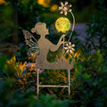 HONGLAND Solar Garden Lights Outdoor Decor, Fairy Figurine Moon Crackle Glass Lights Stake, Housewarming Ornament for Patio, Lawn, Yard, Pathway - Unique Gardening Gifts for Women Mom Grandma-Ruum Studio Home