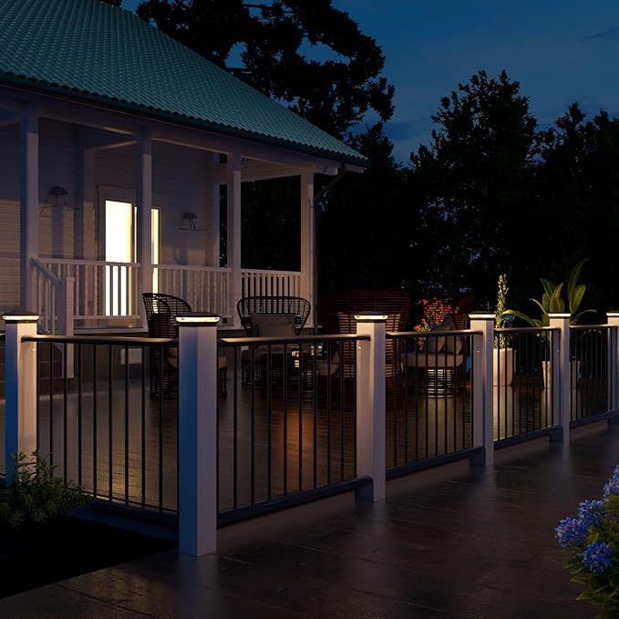 VOLISUN Solar Post Cap Light Outdoor,Solar Fence - Post Lights Waterproof for 4x4/5x5/6x6 Wooden/Vinyl,Black Deck Cap Light Solar Powered with Warm White for Garden/Patio/Porch 6pack-Ruum Studio Home