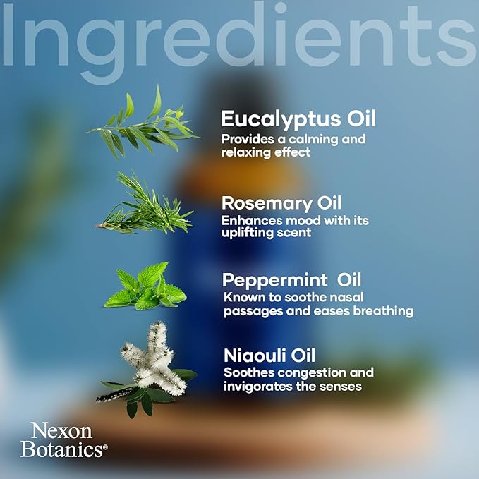 Breathe Essential Oil Blend 30 ml - Breath Sinus Relief with Menthol Oils - for Humidifiers, Diffusers, and Aromatherapy - Nexon Botanics-Ruum Studio Home