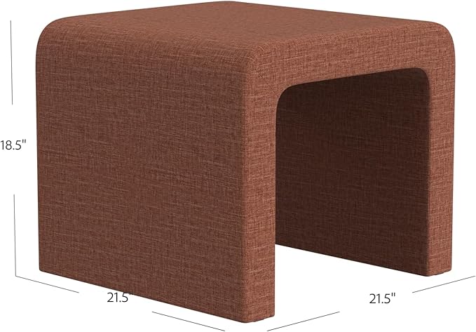 Modern Channel Rust Chenille Foot Stools Ottoman Home Décor, Soft Ottoman Foot Rest Chair for Bedroom and Living Room, Vanity Chair and Stool in Dressing Area, and Lounge (Rust Chenille)-Ruum Studio Home