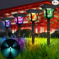 CINOTON RGBW Solar Landscape Pathway Outdoor Lights with 3 Lighting Modes, IP65 Waterproof LED Solar Powered Wall Lights for Garden Yard Lawn Path Driveway Pool Backyard Warm White & Multicolor 4 Pack-Ruum Studio Home