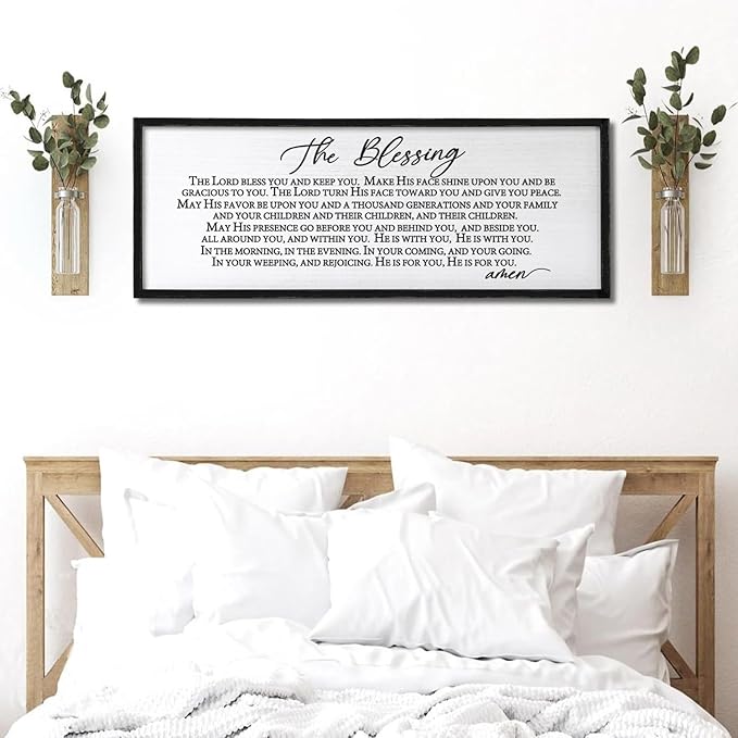 The Blessing Christian Song Lyrics Wall Decor Art 24"X10" Quote Christian Bible Verse Religious Scripture Wall Sign (Black)-Ruum Studio Home
