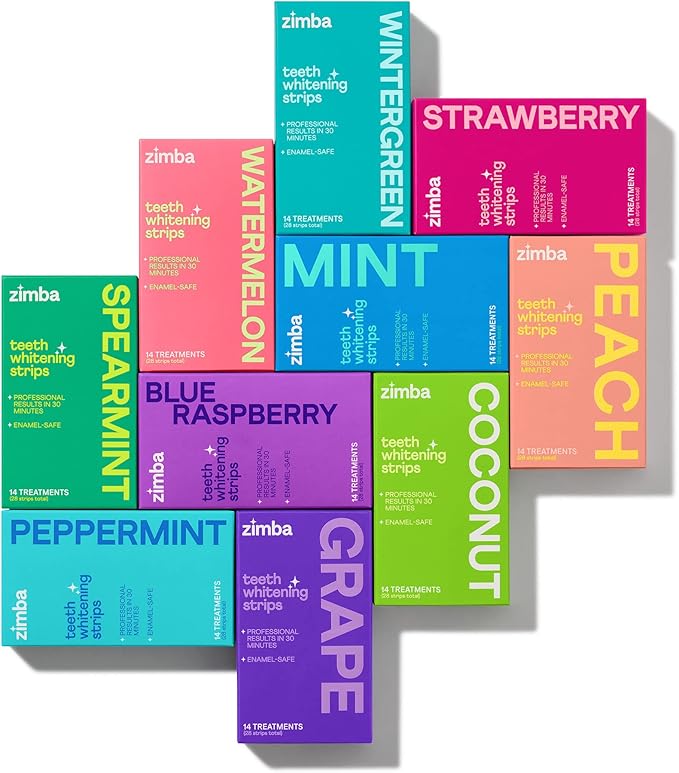 Zimba Watermelon Flavored Teeth Whitening Strips | Vegan, Enamel Safe Hydrogen Peroxide Teeth Whitener for Coffee, Wine, Tobacco, and Other Stains | 14 Day Treatment | Watermelon-Ruum Studio Home