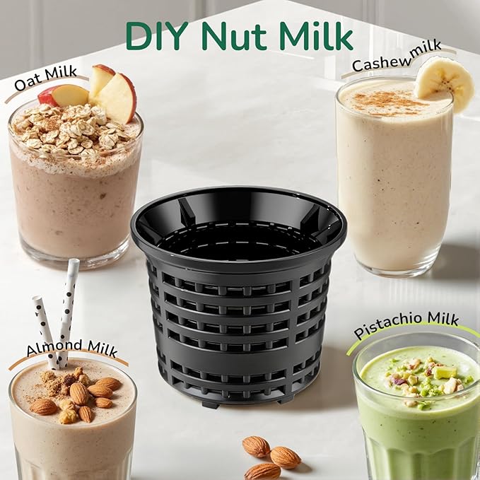 Canoly C16 Cold Press Juicer, 6" Extra Wide Feed Chute, 3-IN-1 Strainers (Juice & Sorbet & Nut Milk), Powerful AC Brushless Motor, Self Precut System, Juicer Machines with BPA-Free (Space Gray)-Ruum Studio Home