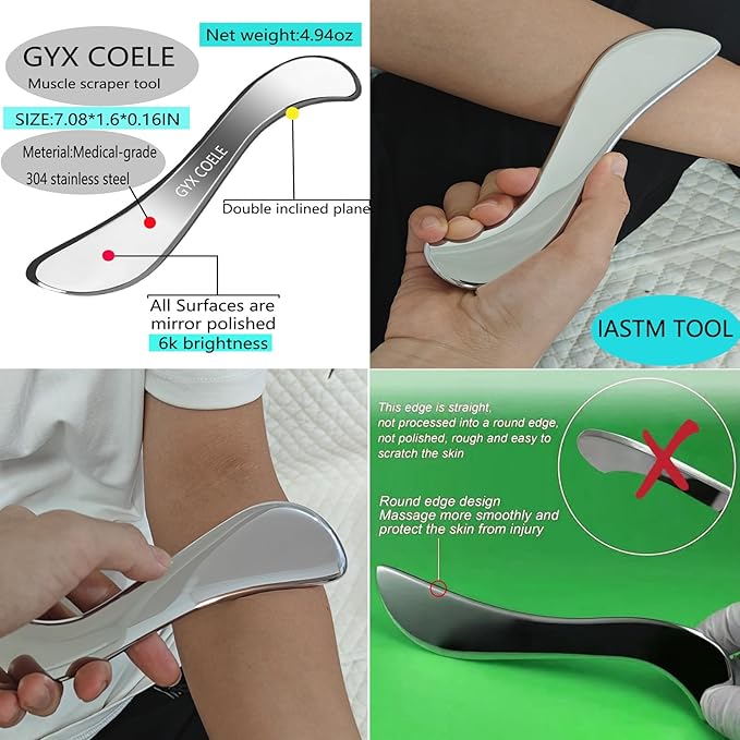 4 in 1 Muscle Scraper Tool Set, IASTM Physical Therapy Massage Tools with Storage Case, Gua Sha Massage Scraper Scraping Tool Physical Therapy (4PCS Set)-Ruum Studio Home
