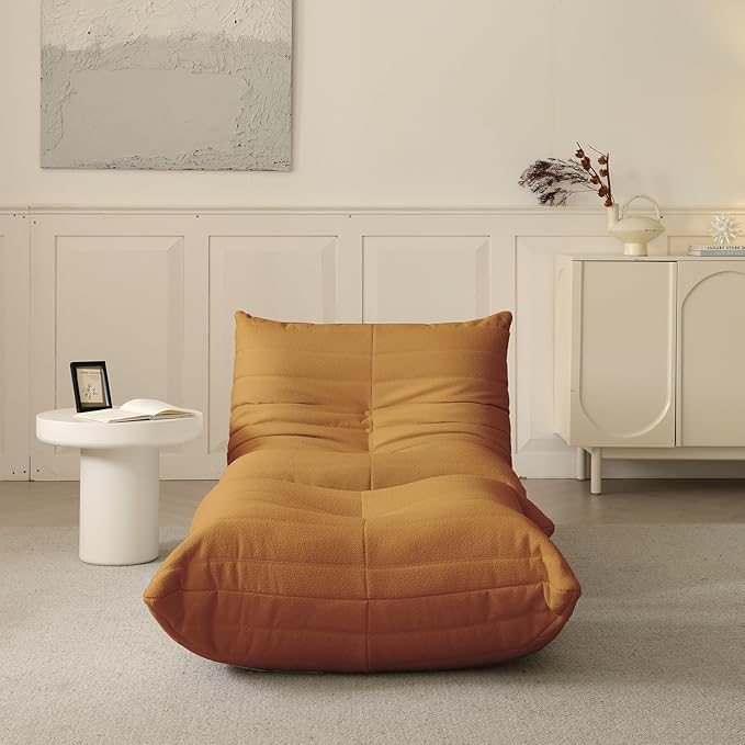 Luxury Sofa Couch Chair, Lazy Floor Seating, Fireside Bean Bag Chair, Ergonomic Tatami Sofa Lounger for Living Room, Bedroom, Office, Single Seat, Brown-Ruum Studio Home