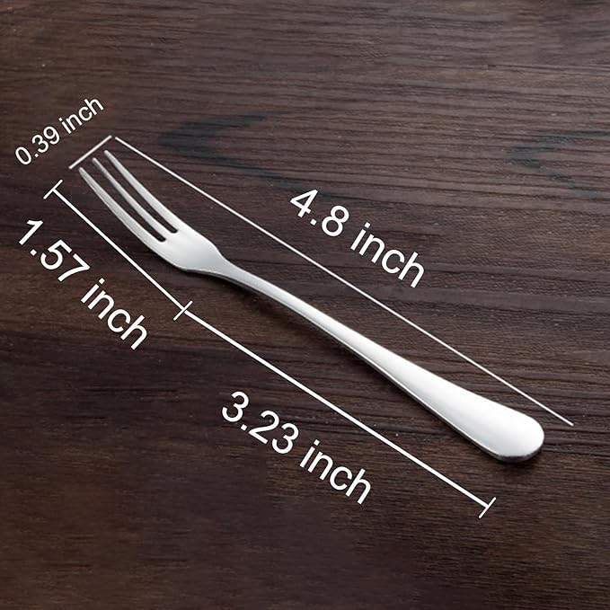 Crab Stainless Steel Forks,Small Appetizer Fork 3 Prong Tasting Escargot Forks Portable Cocktail Salad Fruit Forks for Kitchen Accessory Wedding Party,Set of 12, 4.8 Inches-Ruum Studio Home